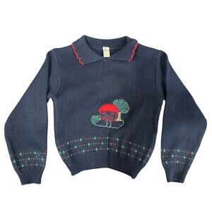 Vintage British Kid’s Christmas Sweater Bhs Size 5 House Blue Holiday 80s 90s